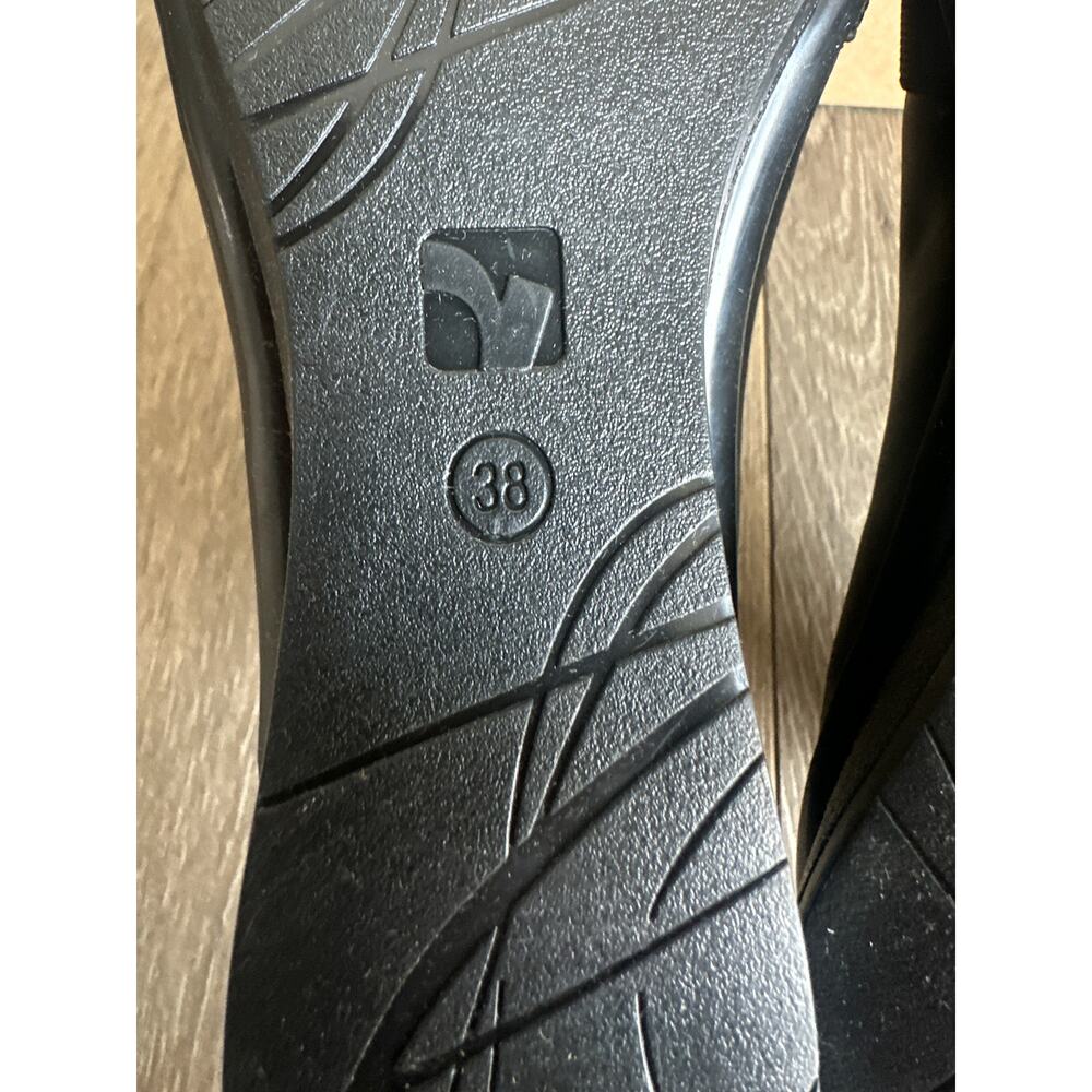 Revere Seoul Black Onyx Leather Wedge Flat Slip On Women Size 7 Wide New - Picture 7 of 8